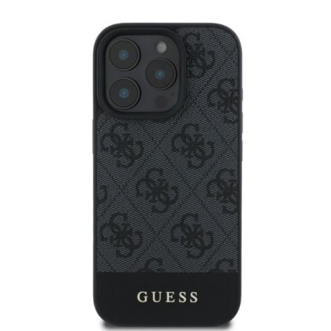 Guess 4G Bottom Stripe - Etui iPhone 16 Pro (szary) Guess 4G Bottom Stripe - Etui iPhone 16 Pro (szary)