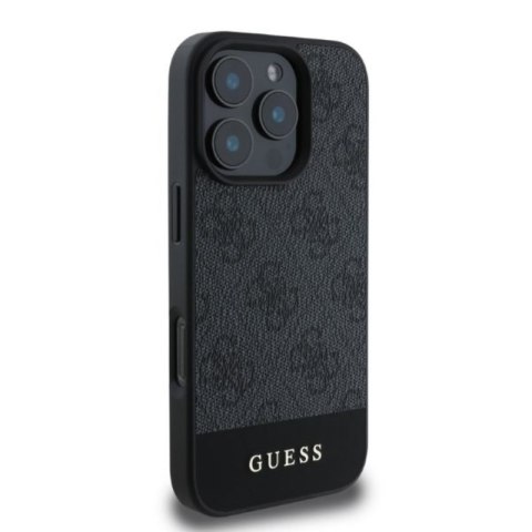Guess 4G Bottom Stripe - Etui iPhone 16 Pro (szary) Guess 4G Bottom Stripe - Etui iPhone 16 Pro (szary)