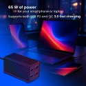 GEMBIRD 4-PORTOWA SZYBKA ŁADOWARKA SIECIOWA GAN (PD) USB (2X USB-A + 2X USB-C), 65W, CZARNA