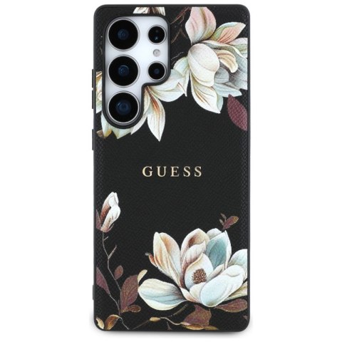 Guess Grained Printed Flower Pattern MagSafe - Etui do Samsung Galaxy S25 Ultra (czarny) Guess Grained Printed Flower Pattern MagSafe - Etui do Samsung Galaxy S25 Ultra (czarny)