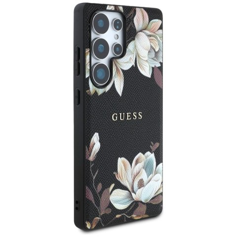 Guess Grained Printed Flower Pattern MagSafe - Etui do Samsung Galaxy S25 Ultra (czarny) Guess Grained Printed Flower Pattern MagSafe - Etui do Samsung Galaxy S25 Ultra (czarny)