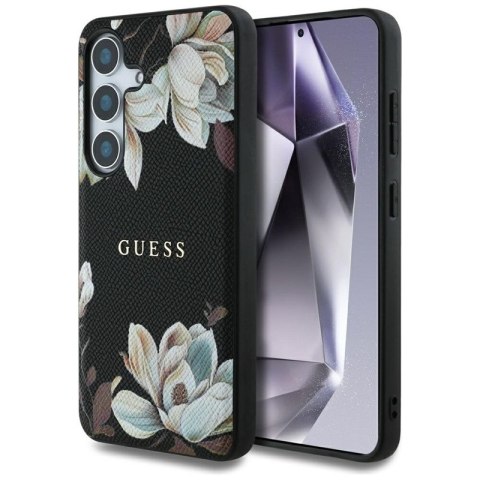 Guess Grained Printed Flower Pattern MagSafe - Etui do Samsung Galaxy S25 (czarny) Guess Grained Printed Flower Pattern MagSafe - Etui do Samsung Galaxy S25 (czarny)