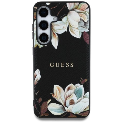 Guess Grained Printed Flower Pattern MagSafe - Etui do Samsung Galaxy S25 (czarny) Guess Grained Printed Flower Pattern MagSafe - Etui do Samsung Galaxy S25 (czarny)