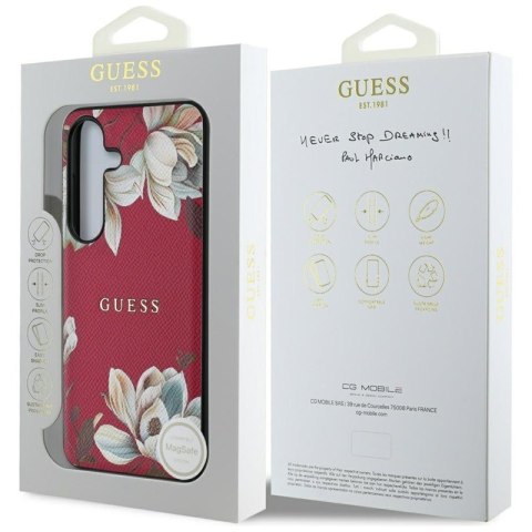 Guess Grained Printed Flower Pattern MagSafe - Etui do Samsung Galaxy S25 (fuksja) Guess Grained Printed Flower Pattern MagSafe - Etui do Samsung Galaxy S25 (fuksja)