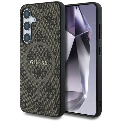 Guess Leather 4G Colored Ring Classic Logo MagSafe - Etui do Samsung Galaxy S25 (brązowy) Guess Leather 4G Colored Ring Classic Logo MagSafe - Etui do Samsung Galaxy S25 (brązowy)