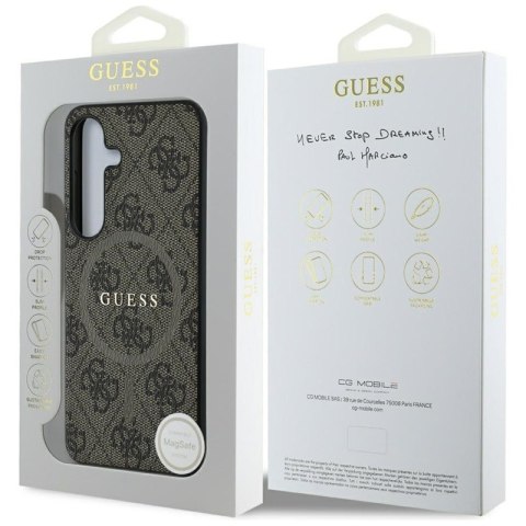 Guess Leather 4G Colored Ring Classic Logo MagSafe - Etui do Samsung Galaxy S25 (brązowy) Guess Leather 4G Colored Ring Classic Logo MagSafe - Etui do Samsung Galaxy S25 (brązowy)