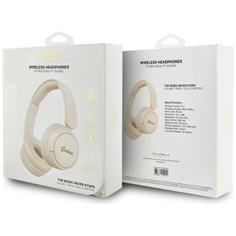 Guess Metal Logo Script - Bezprzewodowe słuchawki nauszne Bluetooth V5.3 (beżowy) Guess Metal Logo Script - Bezprzewodowe słuchawki nauszne Bluetooth V5.3 (beżowy)