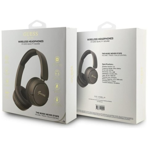 Guess Metal Logo Script - Bezprzewodowe słuchawki nauszne Bluetooth V5.3 (brązowy) Guess Metal Logo Script - Bezprzewodowe słuchawki nauszne Bluetooth V5.3 (brązowy)