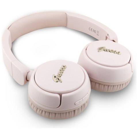 Guess Metal Logo Script - Bezprzewodowe słuchawki nauszne Bluetooth V5.3 (różowy) Guess Metal Logo Script - Bezprzewodowe słuchawki nauszne Bluetooth V5.3 (różowy)