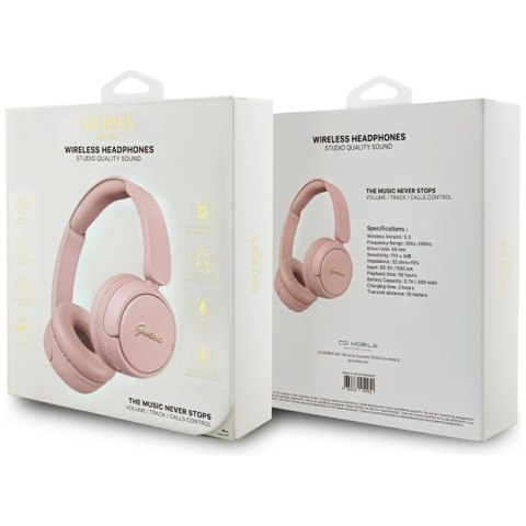 Guess Metal Logo Script - Bezprzewodowe słuchawki nauszne Bluetooth V5.3 (różowy) Guess Metal Logo Script - Bezprzewodowe słuchawki nauszne Bluetooth V5.3 (różowy)