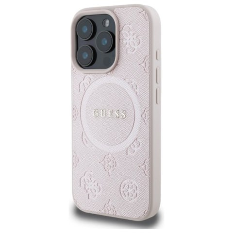 Guess Saffiano Peony Classic Logo MagSafe - Etui iPhone 16 Pro Max (różowy) Guess Saffiano Peony Classic Logo MagSafe - Etui iPhone 16 Pro Max (różowy)