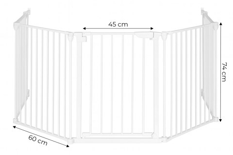 Bramka kojec barierka ochronna dla dzieci i zwierząt 5 paneli 60 cm metal biały ECOTOYS Bramka kojec barierka ochronna dla dzieci i zwierząt 5 paneli 60 cm metal biały ECOTOYS