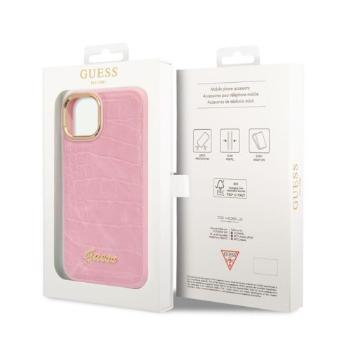 Guess Croco Collection - Etui iPhone 14 (różowy) Guess Croco Collection - Etui iPhone 14 (różowy)