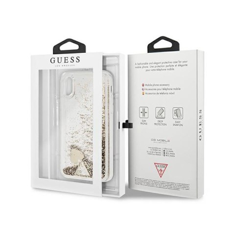 Guess Liquid Glitter Charms - Etui iPhone Xs / X (złoty) Guess Liquid Glitter Charms - Etui iPhone Xs / X (złoty)