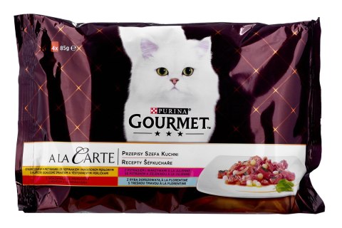 GOURMET A la Carte Kurczak, Pstrąg, Wołowina, Rdzawiec - mokra karma dla kota - 4 x 85 g GOURMET A la Carte Kurczak, Pstrąg, Wołowina, Rdzawiec - mokra karma dla kota - 4 x 85 g