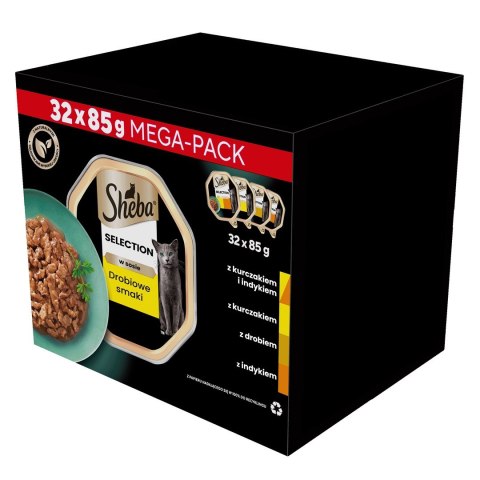 SHEBA Select Slices drób/kurczak/indyk w sosie - mokra karma dla kota - tacka - 32x85 g SHEBA Select Slices drób/kurczak/indyk w sosie - mokra karma dla kota - tacka - 32x85 g