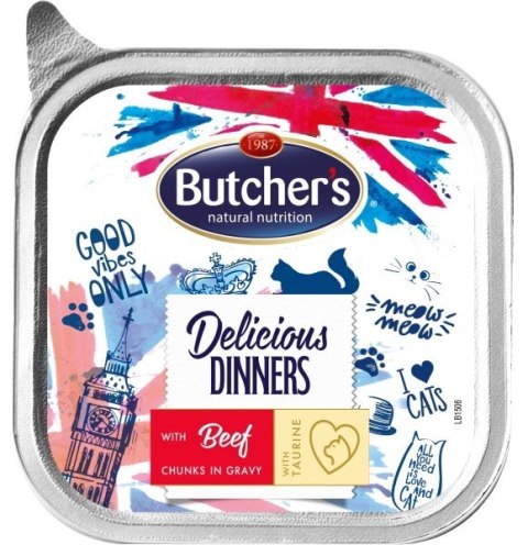 BUTCHER'S Delicious Dinners Kawałki z wołowiną w sosie - mokra karma dla kota - tacka - 100 g BUTCHER'S Delicious Dinners Kawałki z wołowiną w sosie - mokra karma dla kota - tacka - 100 g
