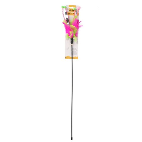 DINGO Wędka dla kota foxi 45+15cm różowo - zielona DINGO Wędka dla kota foxi 45+15cm różowo - zielona