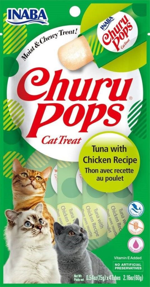 INABA Churu Pops Tuńczyk z kurczakiem - przysmak dla kota - 4x15 g INABA Churu Pops Tuńczyk z kurczakiem - przysmak dla kota - 4x15 g