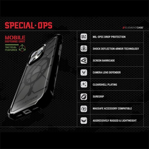Element Case Special Ops X5 MagSafe - Pancerne etui iPhone 14 Plus (Mil-Spec Drop Protection) (Smoke/Black) Element Case Special Ops X5 MagSafe - Pancerne etui iPhone 14 Plus (Mil-Spec Drop Protection) (Smoke/Black)