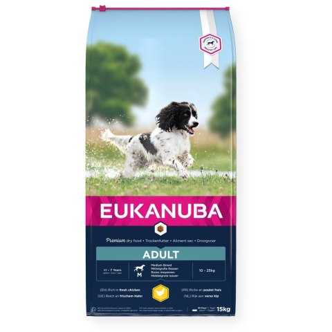 EUKANUBA Active Adult Medium Breed z kurczakiem - sucha karma dla psów średnich ras - 15kg EUKANUBA Active Adult Medium Breed z kurczakiem - sucha karma dla psów średnich ras - 15kg
