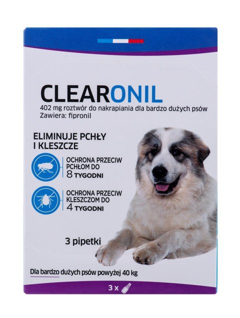 FRANCODEX Clearonil Duże psy - krople przeciw kleszczom i pchłom dla psa - 3x402 mg FRANCODEX Clearonil Duże psy - krople przeciw kleszczom i pchłom dla psa - 3x402 mg