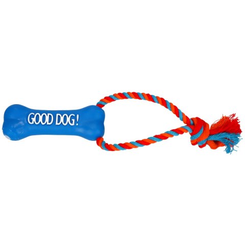 DINGO Zabawka sznur z kością niebieską dł.13cm DINGO Zabawka sznur z kością niebieską dł.13cm