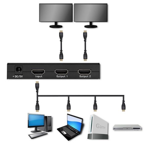 QOLTEC ROZDZIELACZ SPLITTER 2XHDMI 4KX2K | 3.4GB/S QOLTEC ROZDZIELACZ SPLITTER 2XHDMI 4KX2K | 3.4GB/S