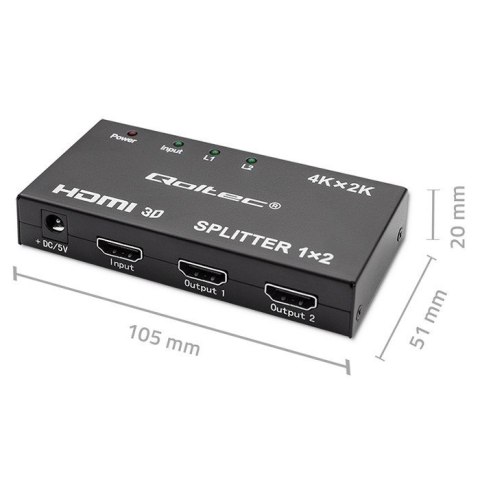 QOLTEC ROZDZIELACZ SPLITTER 2XHDMI 4KX2K | 3.4GB/S QOLTEC ROZDZIELACZ SPLITTER 2XHDMI 4KX2K | 3.4GB/S