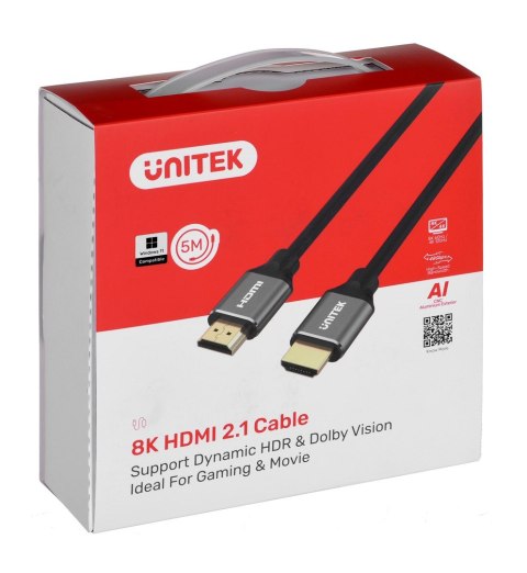 UNITEK KABEL HDMI 2.1, 8K 60HZ, 4K 120HZ, 5M,C140W UNITEK KABEL HDMI 2.1, 8K 60HZ, 4K 120HZ, 5M,C140W